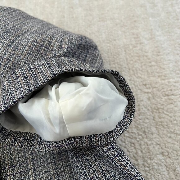 Tahari ASL Arthur S Levine Cotton Tweed Short Sleeve Blazer Cardigan Jacket 4 - Picture 7 of 9